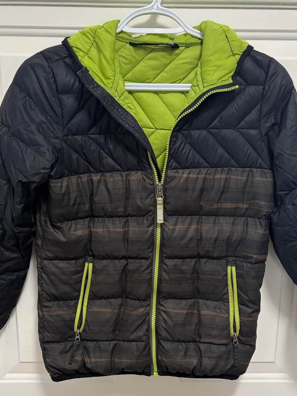 Paradox Black Puffer Jacket with Lime Green Trim